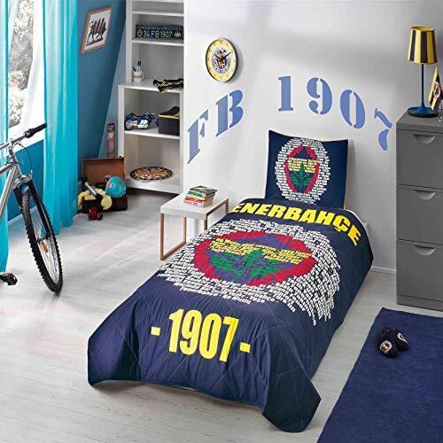 TAC Single Size 2 pieces Quilted Bedspread Set with Licensed Characters for Children and Teenagers - Fenerbahce