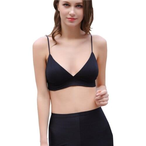 French Thin Shoulder Strap Invisible No Steel Ring Solid Color Deep v Triangle Cup Sports Bra