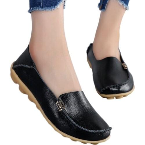 TELOTUNY Women Soft Bottom Slip-On Round Toe Loafers Shoes PU Solid Flat Single Shoes Peas Shoes Ladies Casual vulcanized Shoes