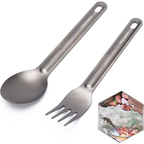 Titanium Fork Titanium Spoon Long Handle Outdoor Portable Matte Finish Dinner Spork Cutlery Outdoor Camping Spork Ultralight