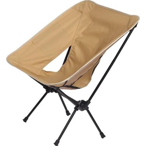 Premium Beige Outdoor Camping Folding Chairs Daddy Ultralight Gardren Furniture Relaxing Chair Fishing Supplies with Pocket
