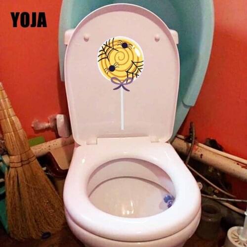 YOJA 11X21.9CM Toilet Decal Home Decor Wall Sticker Beautiful Spider Spider Web Lollipop T5-1363