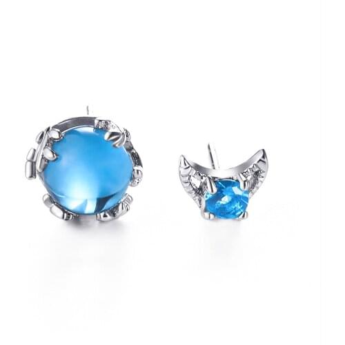 New Mermaid Bubble Studs Earrings Blue Crystal Seaweed Cushion fishtail Earring for Women jewelry Female gifts