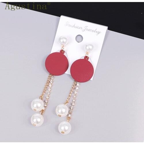 Agustina 2020 Trendy Fashion Crystal pearl Charm Drop Earrings Jewelry Women Bohemian Wedding Cute Earrings Statement Wholesale