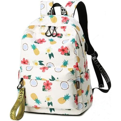 Women USB charging 14-15.6inch laptop backpack for teenage students girls school backpack bag Printing Female Travel Backpacks