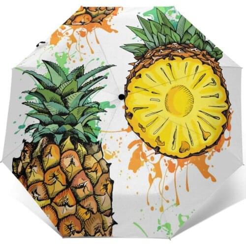 Sunny Umbrella Watercolor Pineapple Automatic folding portable men women umbrella Sunscreen rain Windproof beach parasol