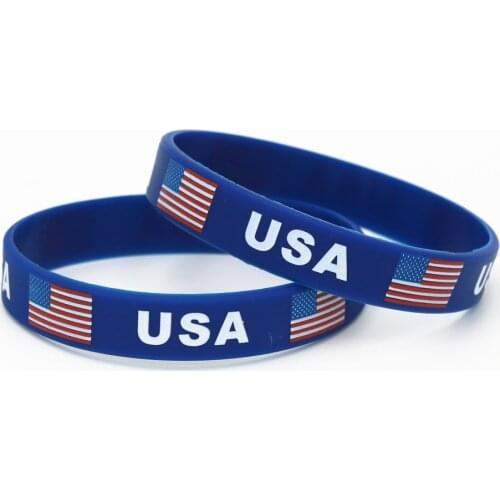 1PC USA American Natinal Flag Silicone Wristband Blue Football Sports Souvenir Silicone Rubber Bracelets&Bangles Gifts SH219