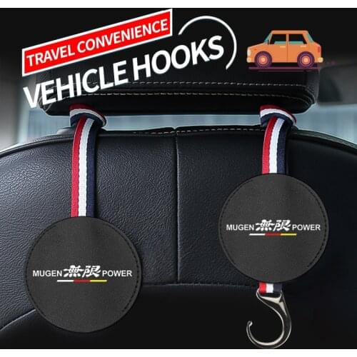 1pcs Car seat leather decorative hook multifunctional universal clothes hook for Honda Mugen Power Civic Accord CRV Accessories