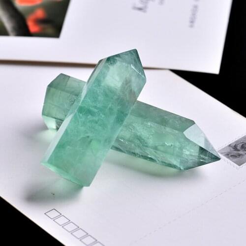 1PcNatural Crystal Green Fluorite Quartz Point Healing Stone Hexagonal Prisms Obelisk Wand Treatment Stone DIY Gift decorate