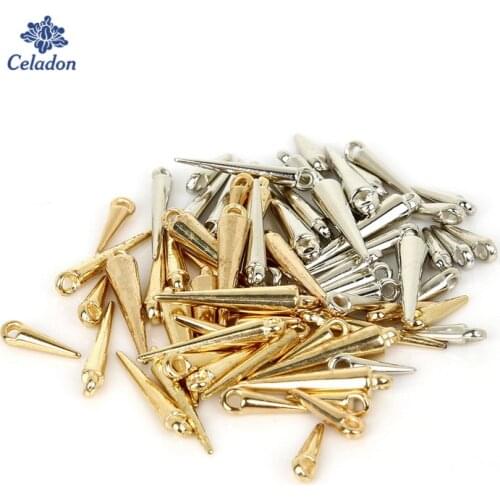 100-200pcs/lot Rhodium/Gold Color CCB Plastic Cone Shape Beads Charms Pendants for Bracelet Necklace DIY Jewelry Findings