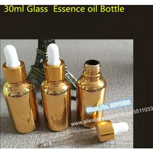 30ML 10pcs 20pcs Essential Oil Vial Glass Pipette Dropper Cosmetic Packing Bottle Gold Silver Liquid Lotion Dropper Bottle 30cc