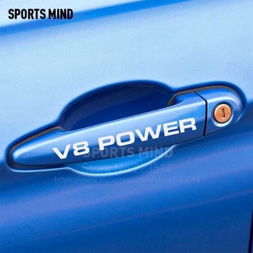 5 Sets V8 Power Door Handle Car Sticker Decal Car Styling For Bmw Honda Audi VW Volkswagen Toyota Ford Seat Nissan Accessories