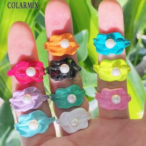 8 Piece Tiny pearls RIngs Summer Color Rings rings Mix color rings accessories jewelry party ring Enamel rings 51740
