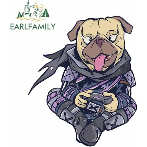 EARLFAMILY 13cm x 10.7cm for Gaming Pug Paly Game Car Stickers Bumper Motorcycle Decal Refrigerator Windshield Car Assessoires