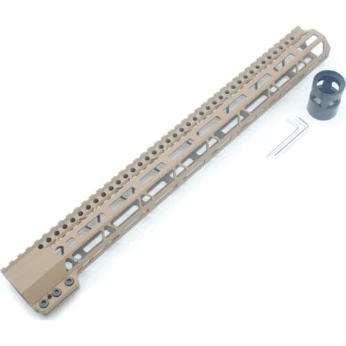 TriRock 17'' inch M-lok Clamping Style Handguard Rail Picatinny Mount System Fit .223/5.56_Tan Printed Color