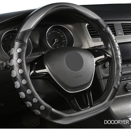 DOODRYER Carbon Fiber Leather Car Steering Wheel Cover For Ford Focus 2 3 MK2 Fiesta Fusion Mondeo MK4 Kuga Ranger F150