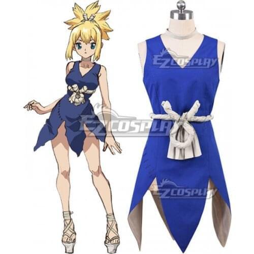 Dr.Stone Kohaku Girls Dress Halloween Christmas Party Clothing Dress Adult Blue Dress Carnival Dress Cosplay Costume E001