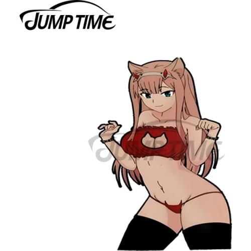 JumpTime 13 x 4cm For Zero Two Peeker Vinyl Car Stickers Waterproof Scratch-proof Window Trunk Decal Custom Printing Decoration