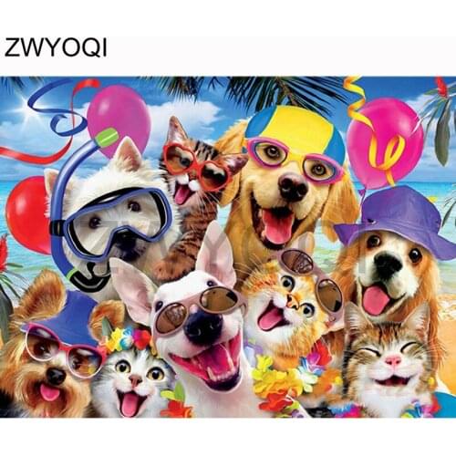 Full Square Diamond mosaic dog surf glasses Full Round Diamond embroidery Cross stitch dog surf glasses DIY Diamond painting dog