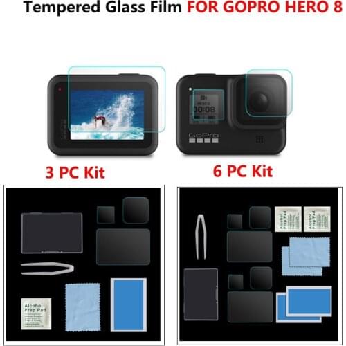 Tempered Glass Protective Film Set Lens Back Front Screen Protector for GoPro Hero 8 Black Camera Accessories