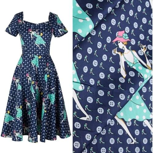 Fashion girl vintage fabric Retro style fabric Calico Printed cotton fabric for DIY Bag 1 order=50cm*140cm