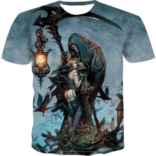 Skull T shirt Men Skeleton T-shirt Punk Rock Tshirt Gun T shirts 3d Print T-shirt Vintage Gothic Mens Clothing Summer tops