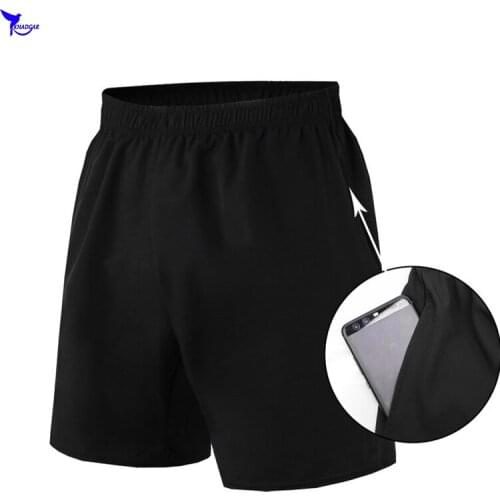 Gym Mens Sport Running Shorts with Pocket Quick Dry Black Workout Short Pants Men Soccer Tennis Basketball Training Beach Shorts