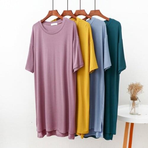 Modal Cotton Nightdress Female Spring Summer Nightgowns Women Loose Large Size Homewear Shirt Ladies Comfortable Night Dress