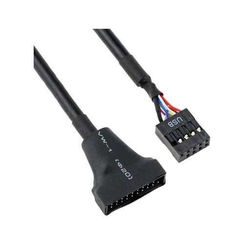 New USB 2.0 9Pin Housing Male To Motherboard USB 3.0 20pin Female Cable jn28