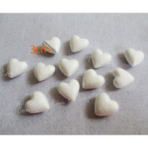 Wholesale Heart shaped Styrofoam White Foam for DIY crafts wedding valentine - 3cm - 200pcs/lot free shipping