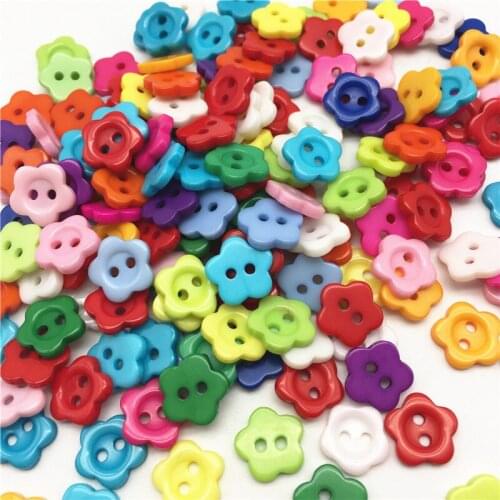 100pcs 10mm Mixed Flower Resin Buttons For Clothing 2 Holes Sewing Accessories Scrapbooking Embellishments