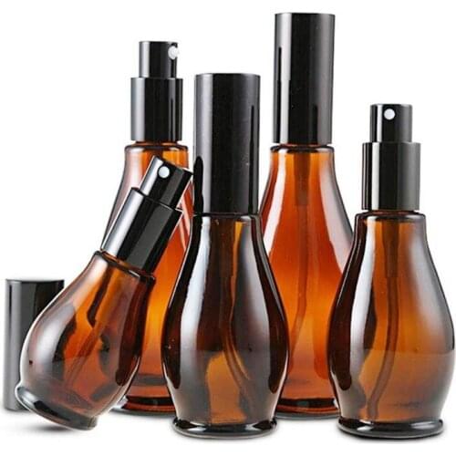 Empty Spray Bottle Amber Glass Travel Outdoor Refillable Portable Refillable Shampoo Perfume Liquid Atomizer Spray Bottles