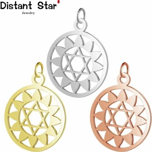 Rose gold silver star round flowers stainless steel jewelry charm accessories connector for diy bracelet necklace pendant making