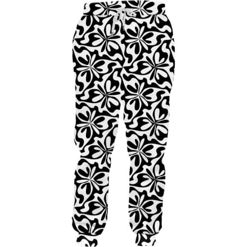 CJLM 3D Printing Mens Jogger Black White Pattern Harajuku Oversized Pants Hip Hop Sweatpants Wholesale Fast Delivery Dropship
