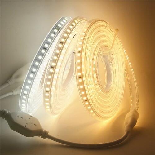 220V SMD 2835 LED Strip +EU Plug Outdoor Waterproof Super Bright 220V SMD 2835 120leds/m LED Strip Light 1M 2M 5M 10M 15M 20M