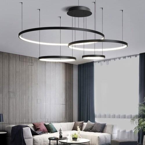 Nordic Aluminum Rings Led Chandeliers Lighting Dining Room Decor Led Chandelier Lamp Bedroom Hanging Lights Suspension Luminaire