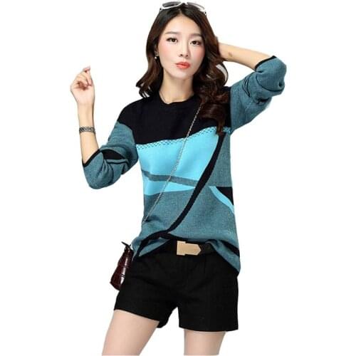 2021Spring autumn winter Womens sweater plus size hedging fashion long sleeves loose top knitting warm sweater Outerwear Female