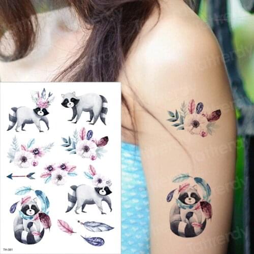Temporary tattoo children bear tattoo sticker forest panda animals tattoos water color small fake tatoo kids tattoo transfer boy