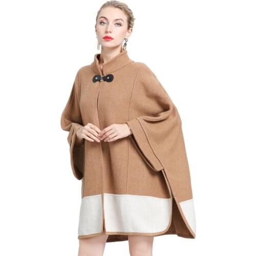 Swonco Woolen Coats Women Winter Warm Loose Poncho Capes 2020 New Female Casual Clothing Cloak Woolen Outwear Poncho
