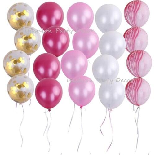 12 Inch Latex Confetti Balloons Pink&White Helium Balloons Party Supplies for Wedding Birthday Girl Marriage Party Decoration