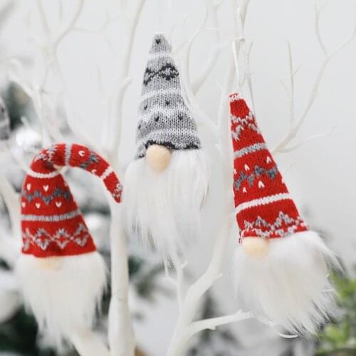 2pcs Forest Old Man Christmas Gnome Ornaments Funny Plush Dolls Happy New Year Christmas Hanging Decoration 2021 Craft