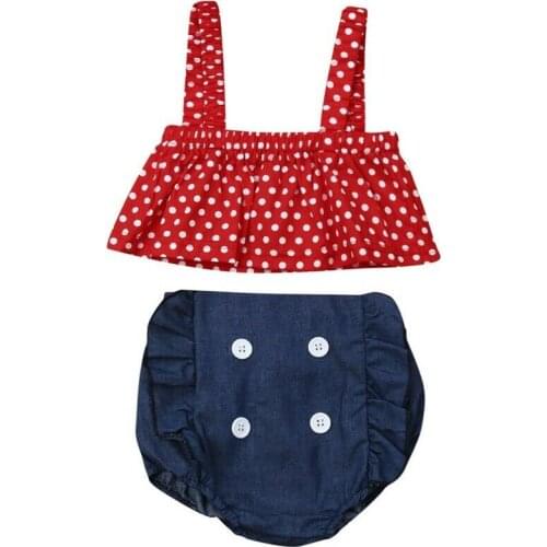 2PCS Newborn Kids Baby Girls Sets 0-24M Dot Print Tops +Tutu Bloomers Princess Party Clothes