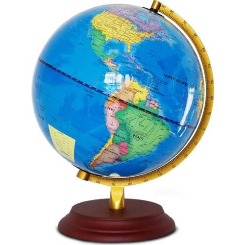 23cm Light Up Wooden Base Metal Stand Geographical World Globe Map for Kids Children Educational Toy Desk Table Ornament