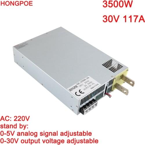 3500W 30V Power Supply 0-30V Adjustable Power 30VDC AC-DC 0-5V Analog Signal Control SE-3500-30 Power Transformer 30V 116