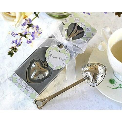 50pcs Tea Time Heart favors Tea coffee Infuser in Elegant White Gift Box wedding party