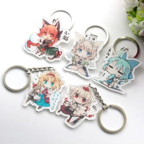 6pcs/set Anime Keychain TouHou Projekt yakumo Schlussel Komeiji Saigyouji Marisa Hakurei Reimu Keyrings Portachiavi