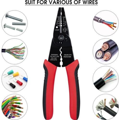 8 inch Professional Crimping Tool/Multi-Function Wire Stripping Plier and Cable Cutter Multi-Purpose Mini Hand Crimprt Tool