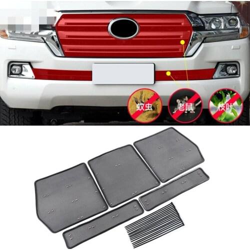 Car Accessories Stainless Steel Front Mesh Grille Grill Grid Inserts Insect Net for Toyota Land Cruiser FJ200 2008-2020