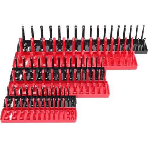 Black Red 3 Pcs Socket Tray Red Imperial / Black Metric 3-piece set 1/4 3/8 1/2 socket bracket