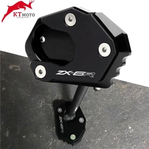 For Kawasaki ZX-6R Ninja ZX6R 636 2017-2020 2019 Motorcycle CNC Kickstand Foot Side Stand Extension Pad Support Plate